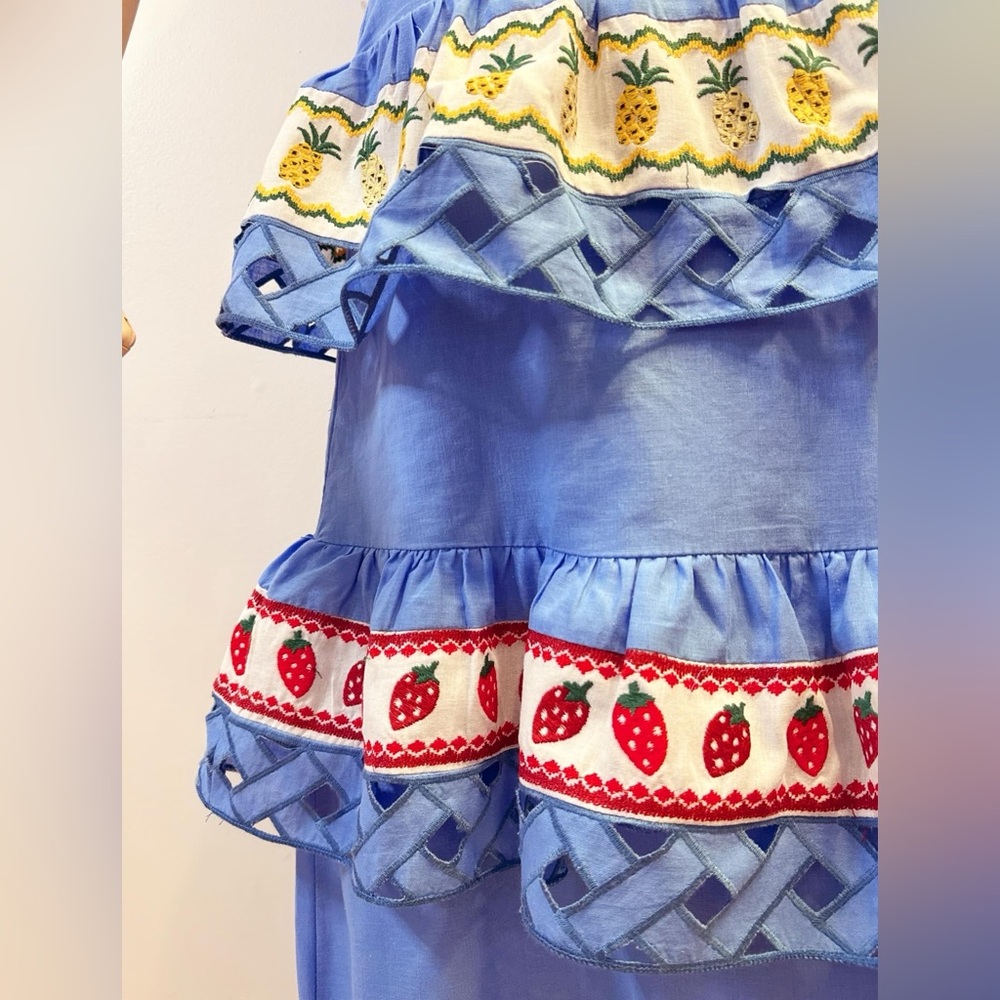 Vibrant Blue Off-Shoulder Skirt Set - Picture 3 of 10